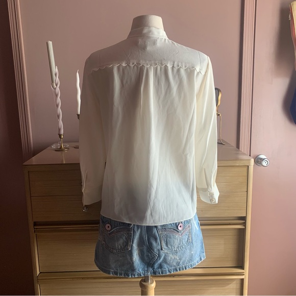 Frame Denim Ivory Scallop Button Down Shirt - Picture 3 of 5